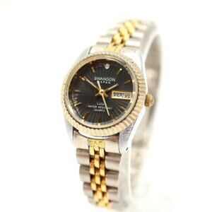 Swanson Japan Presidential Day Date Womens Two Tone 24mm Watch w New Battery
